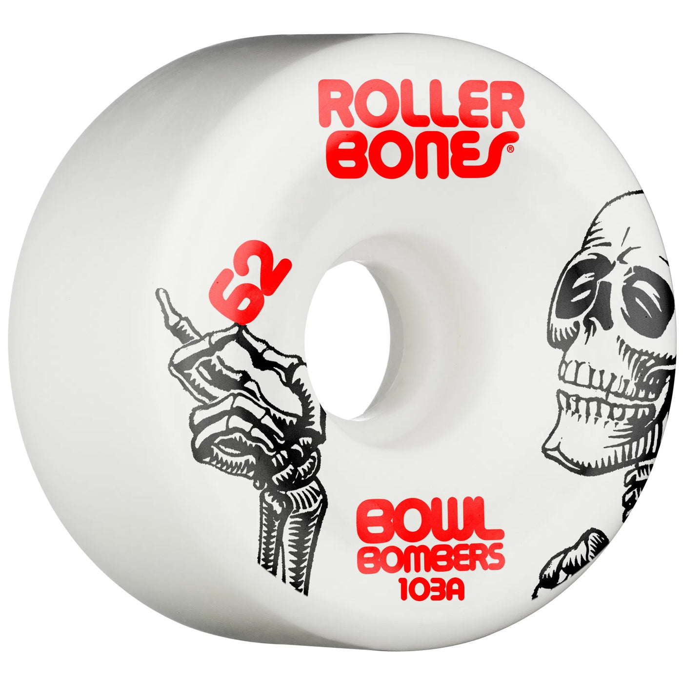 Rollerbones Bowl Bomber Wheels White 62mm 103a - Set of 8