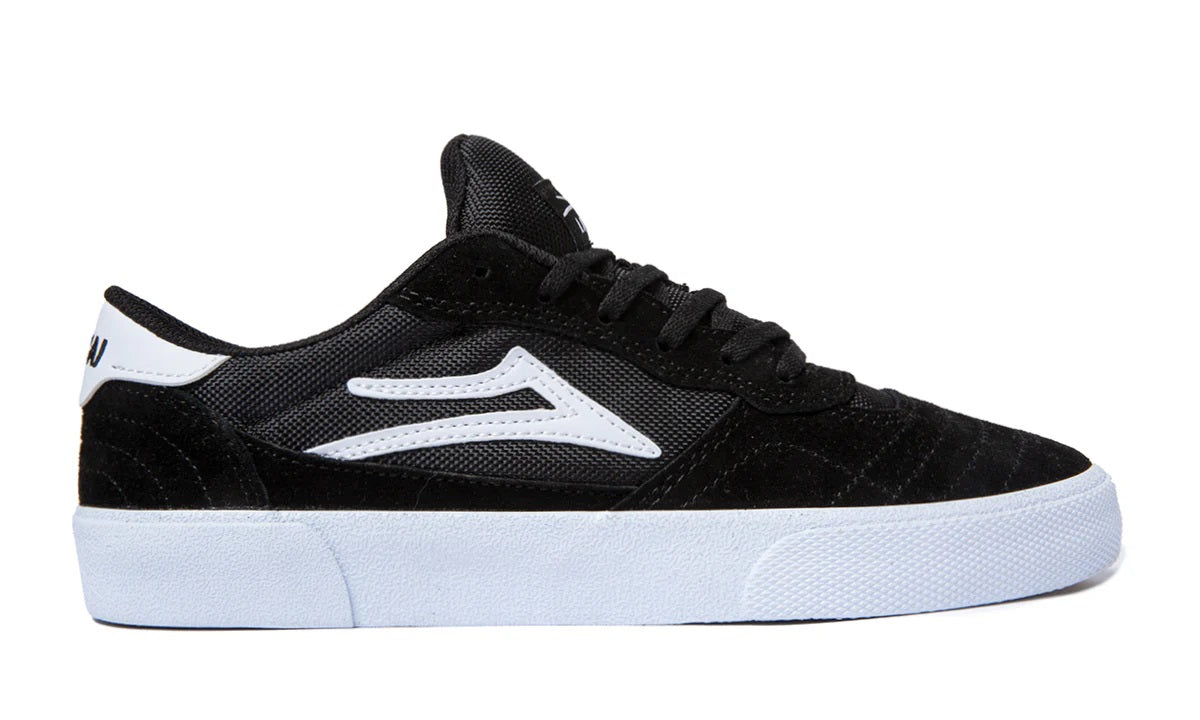 Lakai Cambridge Skate Shoes - Black/White Suede