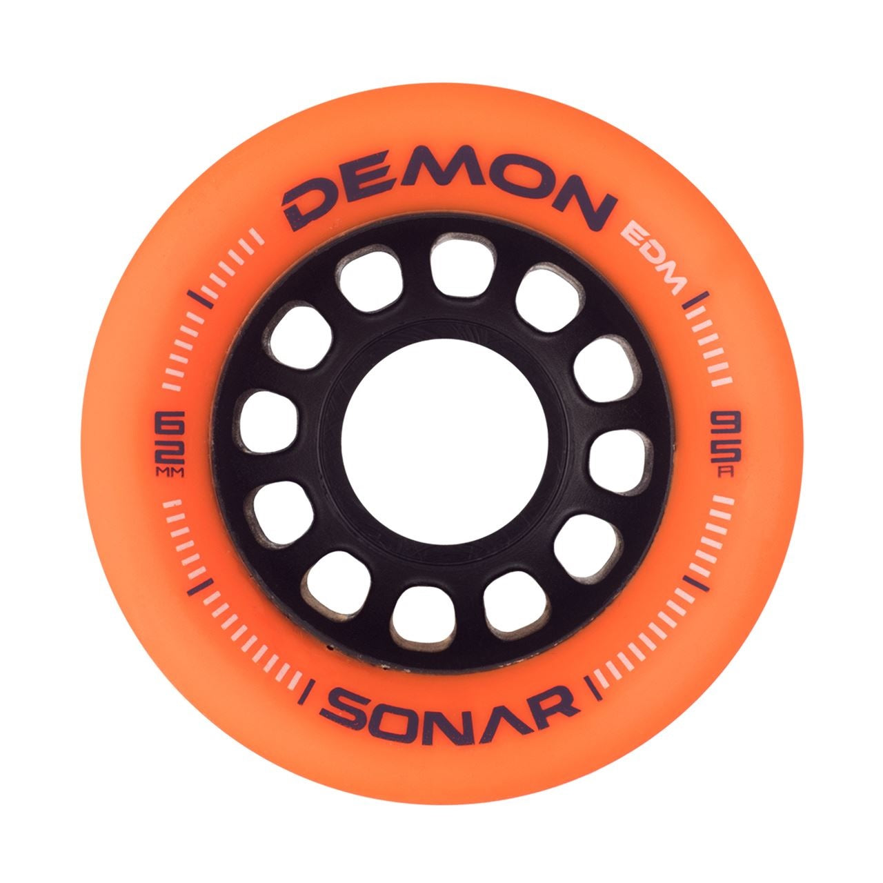 Sonar Demon EDM Orange Roller Skate Wheels 62mm 95a - Set of 4