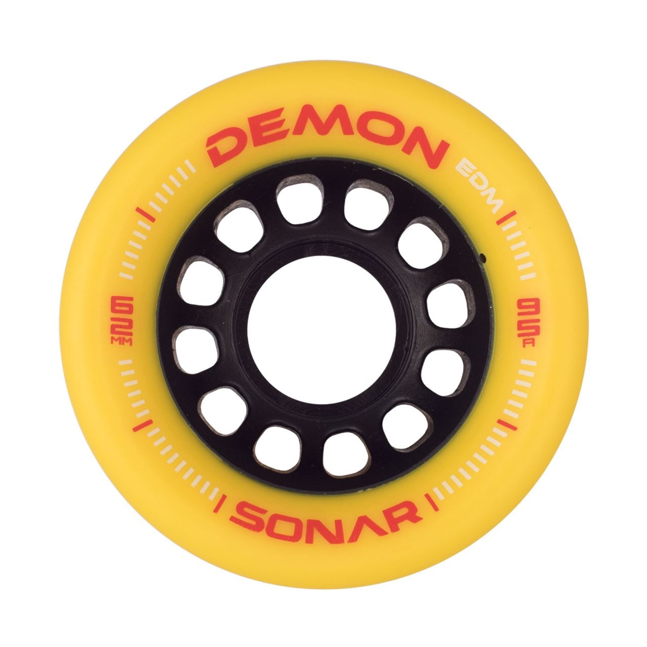 Sonar Demon EDM Yellow Roller Skate Wheels 62mm 95a - Set of 4
