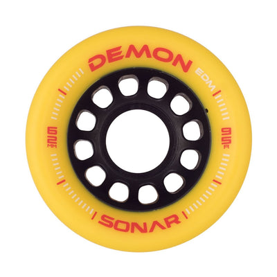 Sonar Demon EDM Roues de patins à roulettes jaunes 62 mm 95a - Lot de 4