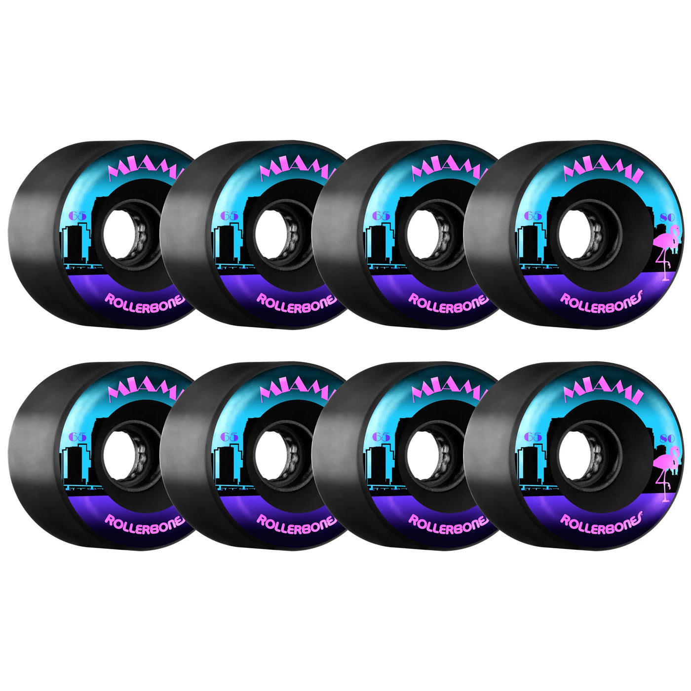 Rollerbones Outdoor Miami Wheels Black 65mm 80a - Set of 8