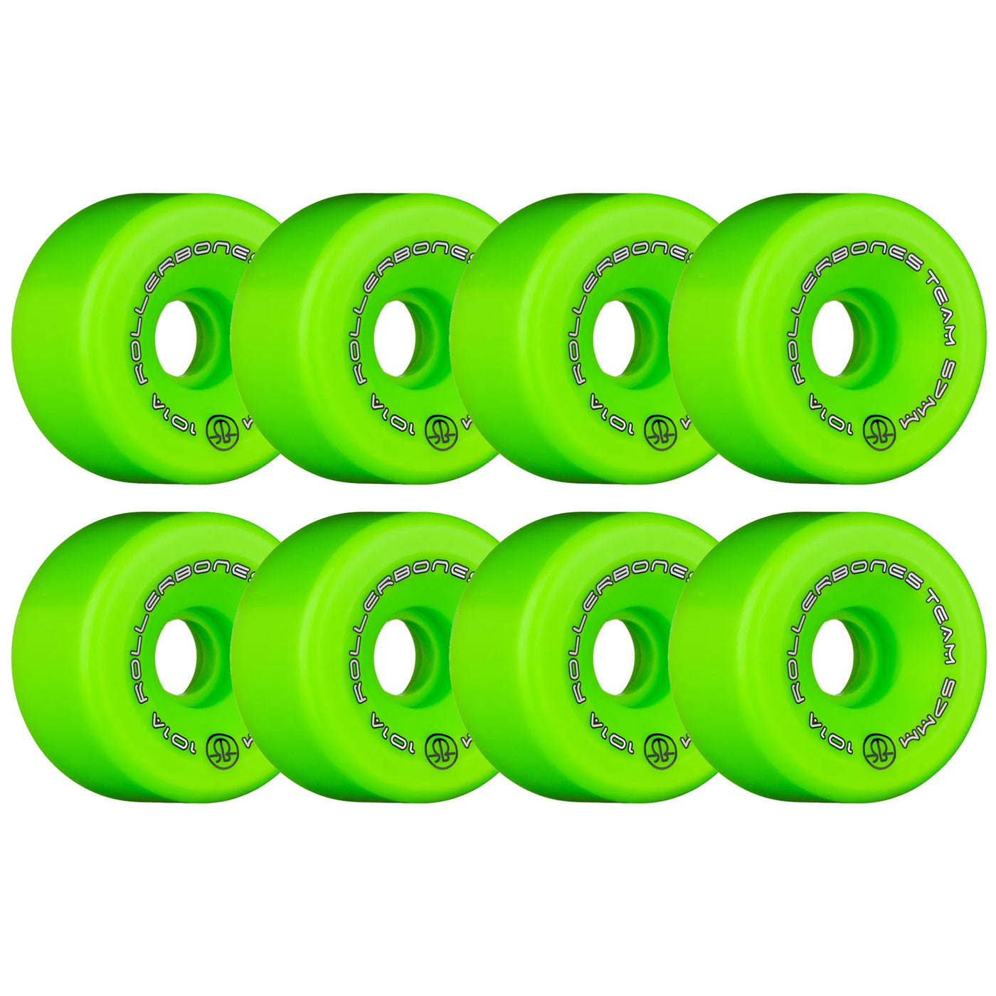 Rollerbones Team Logo Wheels Green 57mm 101a - Set of 8