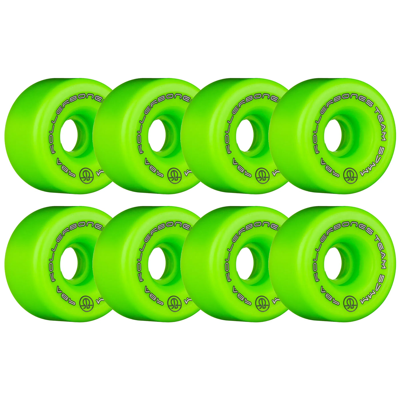 Rollerbones Team Logo Wheels Green 57mm 98a - Set of 8