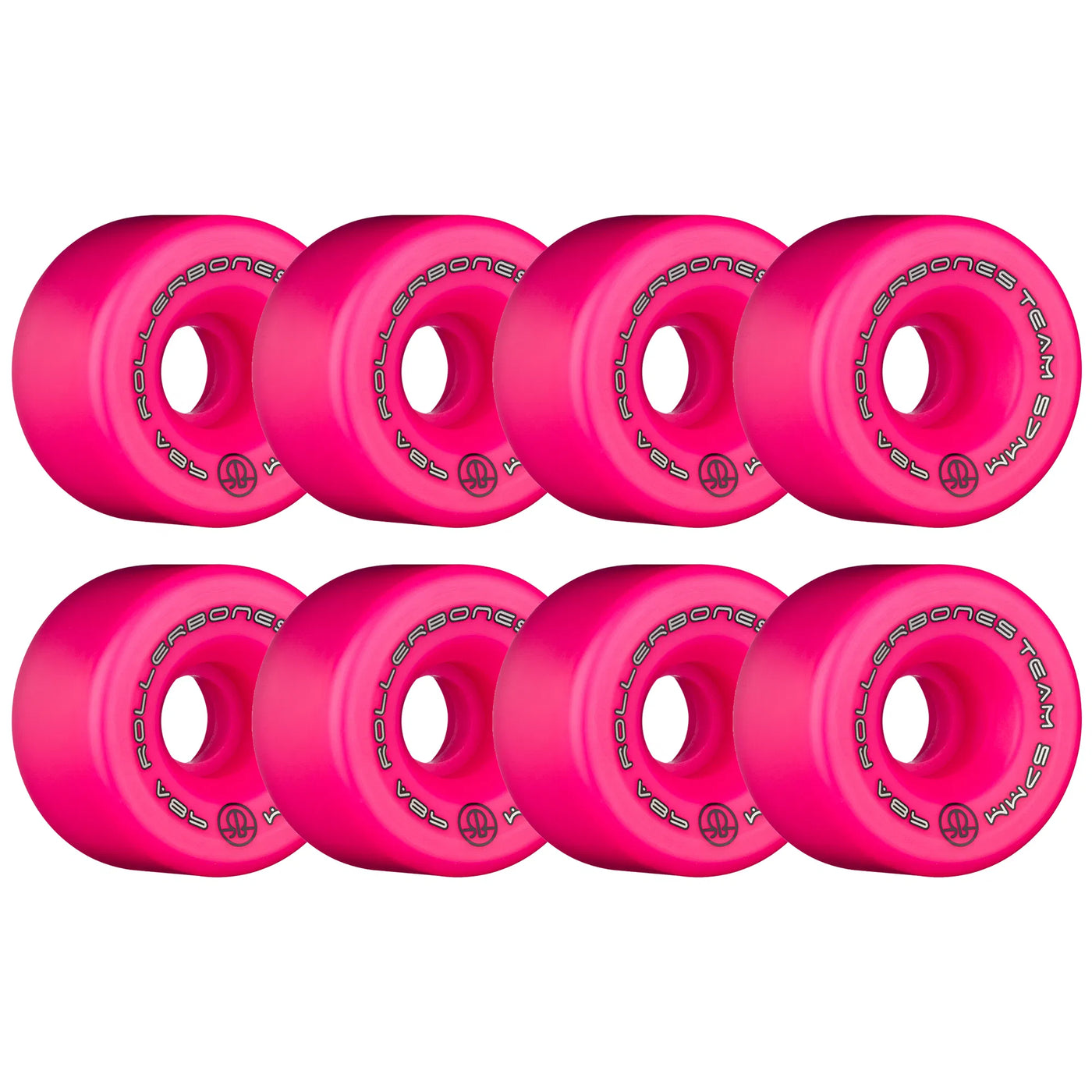 Rollerbones Team Logo Wheels Pink 57mm 98a - Set of 8