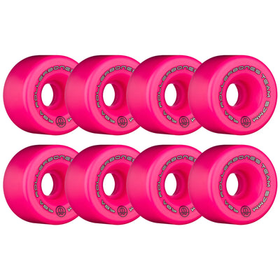 Rollerbones Team Logo Wheels Pink 57mm 98a - Set of 8