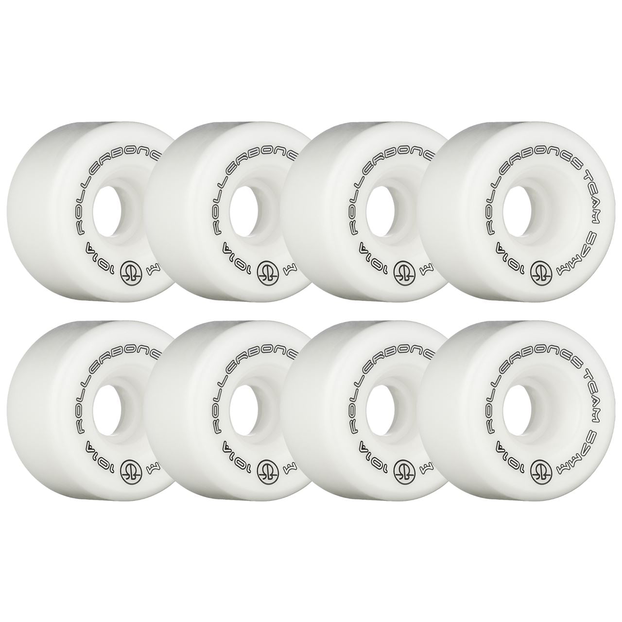 Rollerbones Team Logo Wheels White 57mm 101a - Set of 8