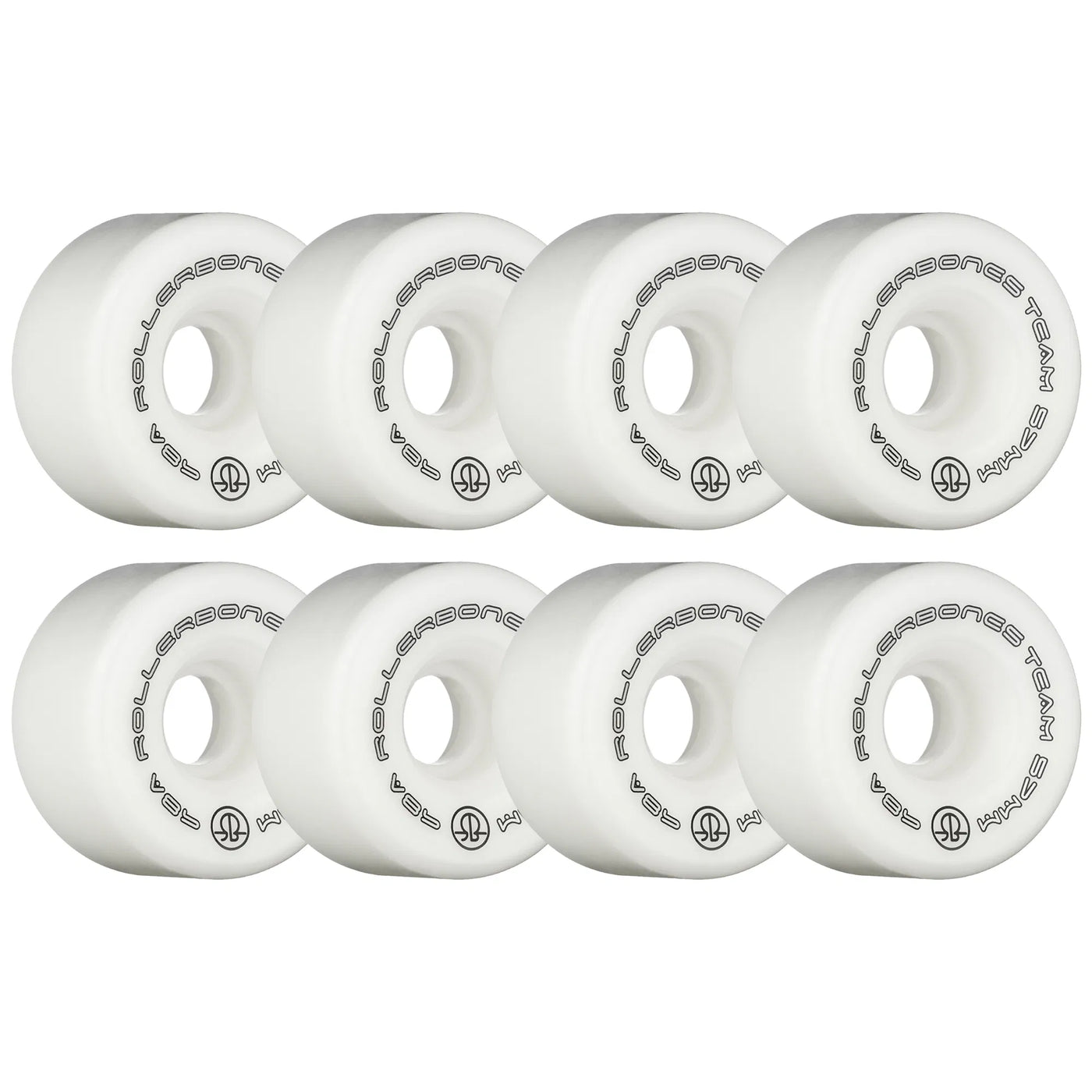 Rollerbones Team Logo Wheels White 57mm 98a - Set of 8