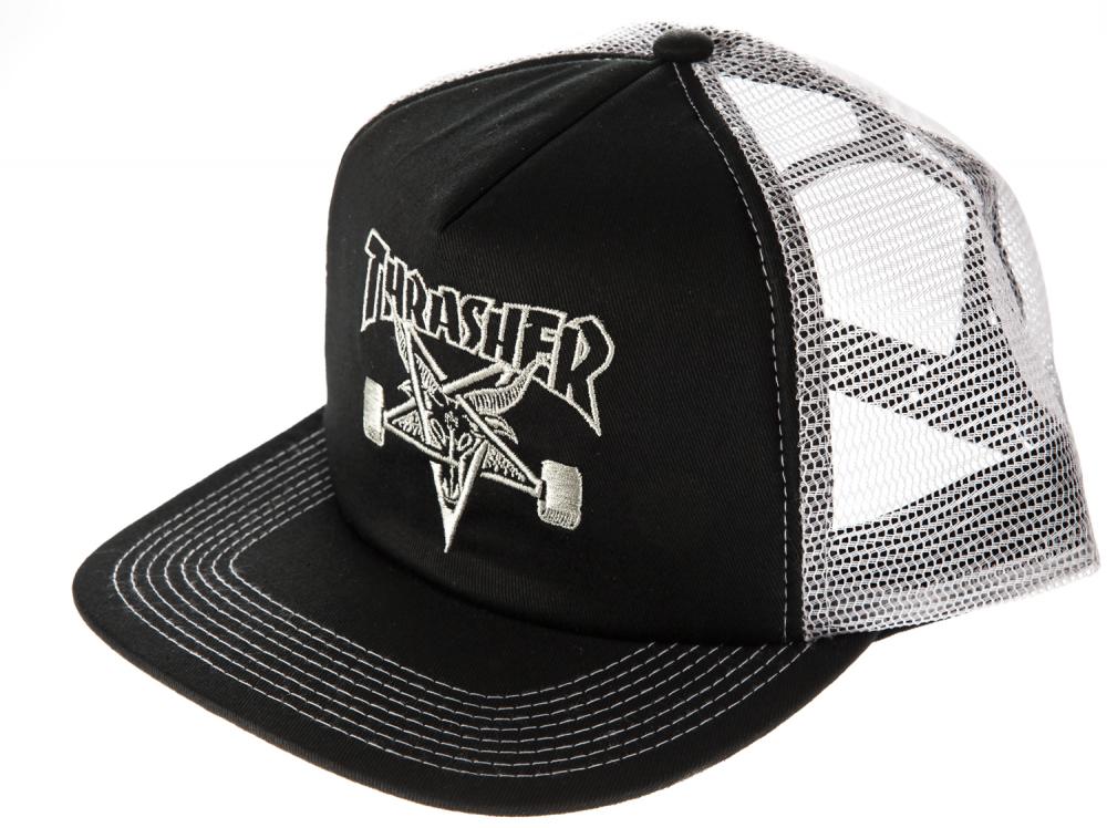 Thrasher SK8 Goat Embroidered Mesh Cap - Black/Grey