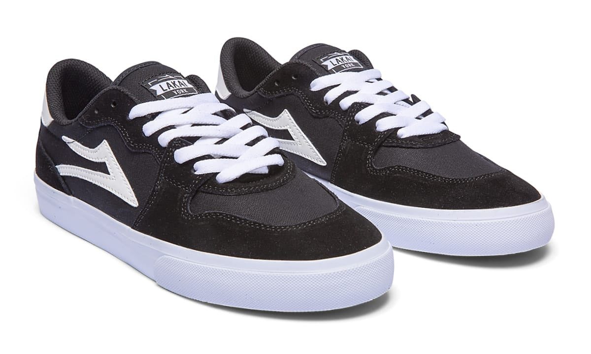 Lakai York Skate Shoes - Black/White Suede