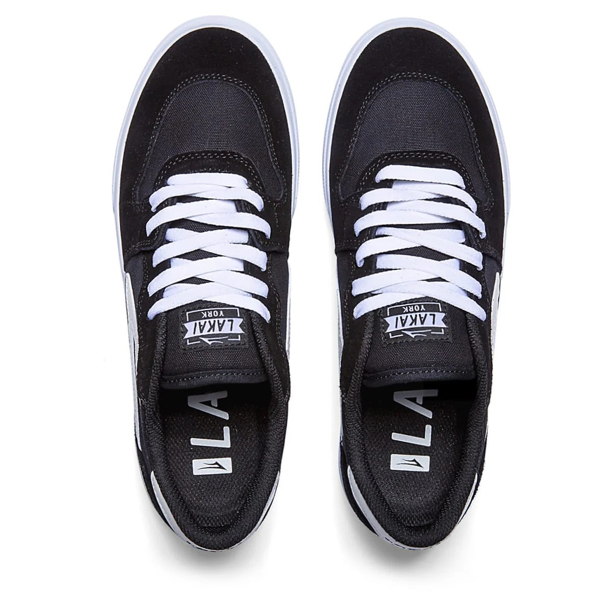 Lakai York Skate Shoes - Black/White Suede