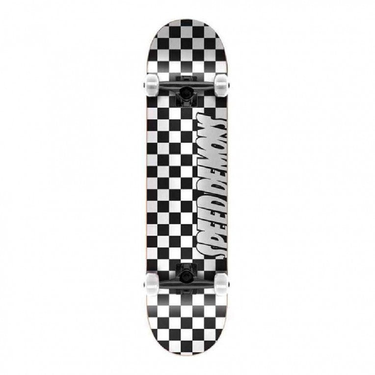 Speed Demons Checkers Soft Top Black/White Skateboard - 7.25"