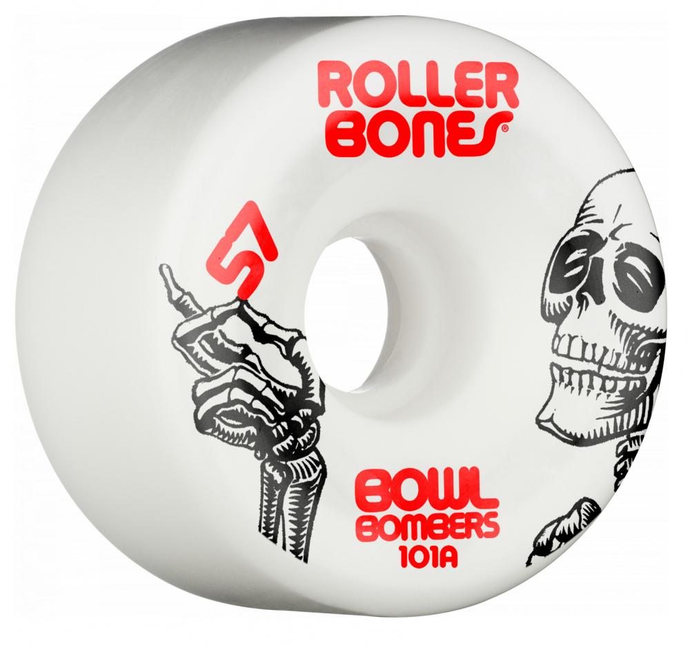 Rollerbones Bowl Bomber Wheels White 57mm 101a - Set of 8