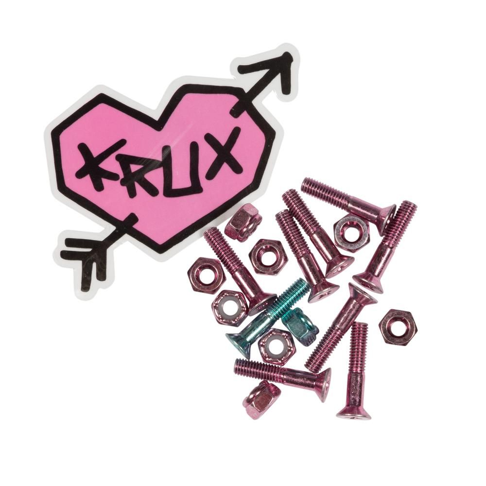 Krux Krome Skateboard Bolts Pink - 1"